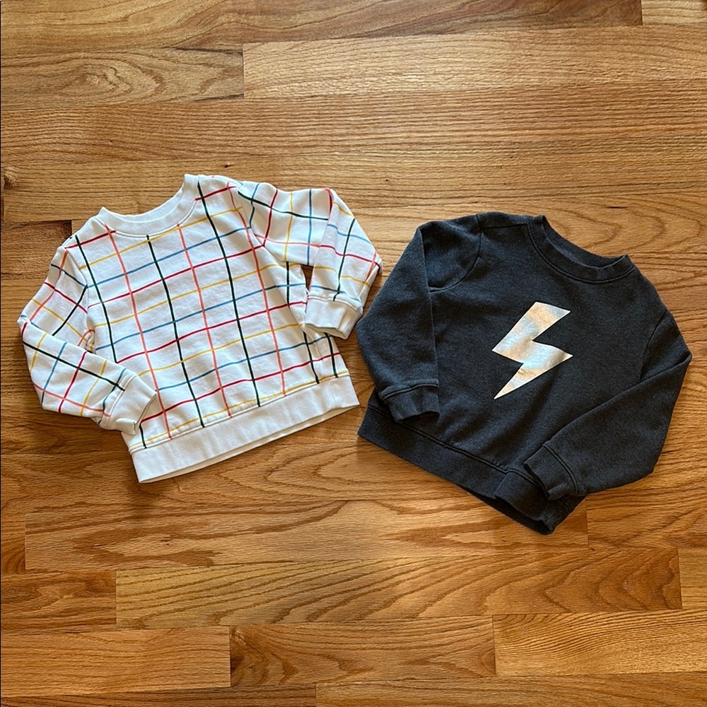 Primary Multicolor Grid and Black Lightning Sweatshirts
